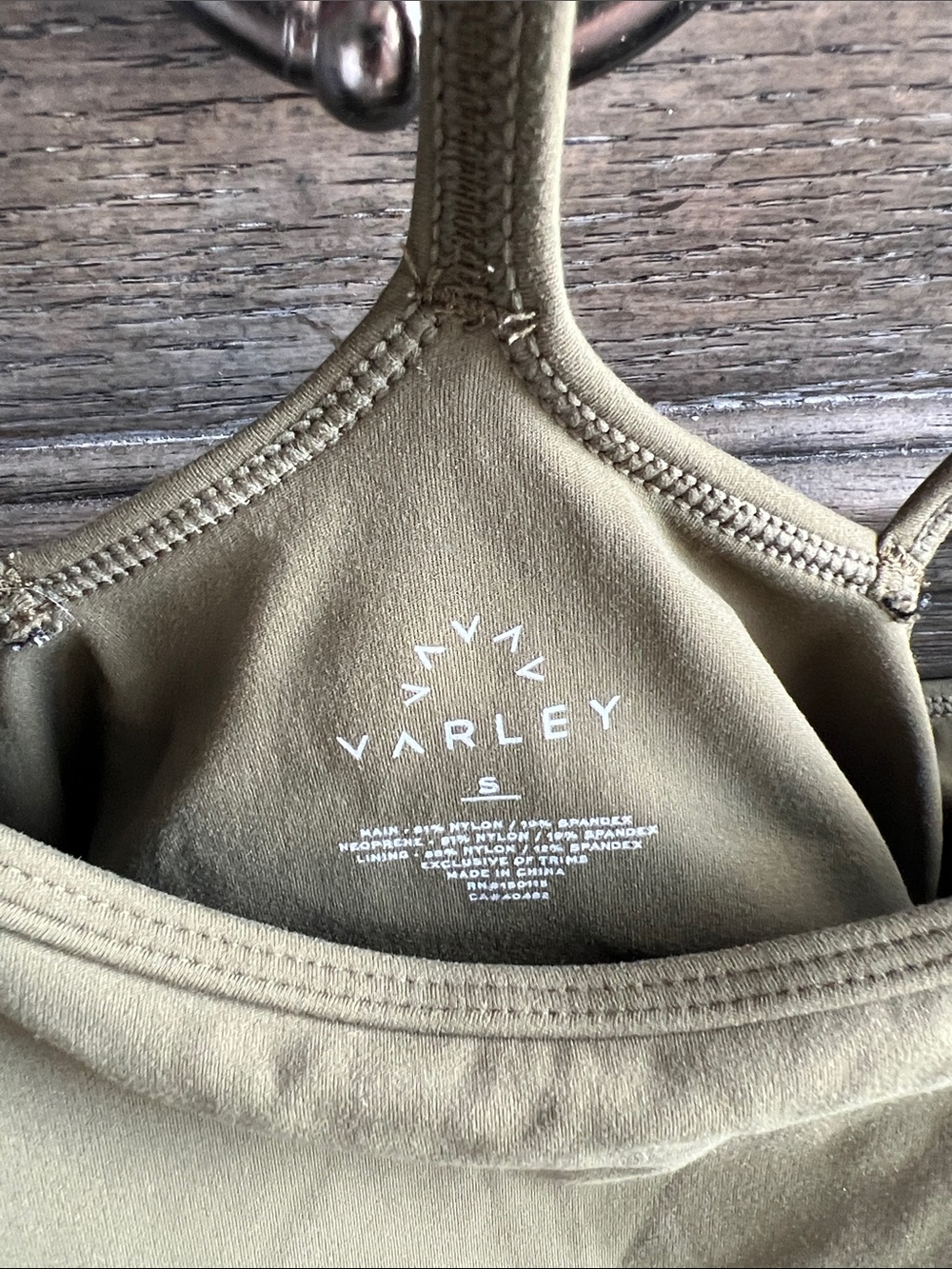 Varley Olive Green Racerback Sports Bra